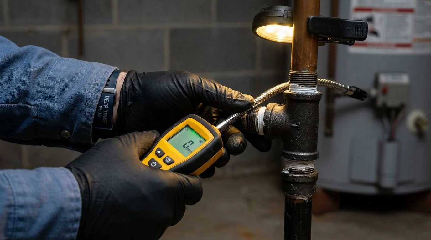 Gas leak detection with electronic sniffer by Johns Plumbing LLC in Philomath